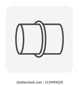 Duct pipe icon design, Duct is passages used in heating ventilation and air conditioning HVAC to deliver and remove air, Made out of the galvanized steel or aluminium, Vector illustration 64x64 pixel.