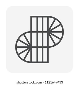 Duct pipe icon design, Duct is passages used in heating ventilation and air conditioning HVAC to deliver and remove air, Made out of the galvanized steel or aluminium, Vector illustration 64x64 pixel.