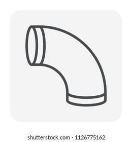 Duct pipe icon design, Duct is passages used in heating ventilation and air conditioning HVAC to deliver and remove air, Made out of the galvanized steel or aluminium, Vector illustration 64x64 pixel.