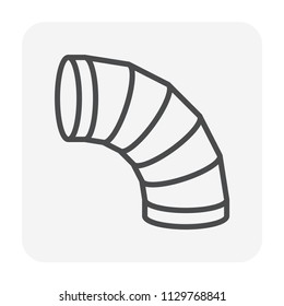 Duct pipe icon design, Duct is passages used in heating ventilation and air conditioning HVAC to deliver and remove air, Made out of the galvanized steel or aluminium, Vector illustration 64x64 pixel.