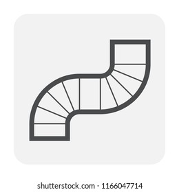 Duct pipe icon design, Duct is passages used in heating ventilation and air conditioning HVAC to deliver and remove air, Made out of the galvanized steel or aluminium, Vector illustration design icon.