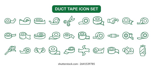Duct Tape and Adhesive Repair Icon Set