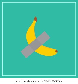 Duct tape Banana. Art installation. Flat illustration vector
