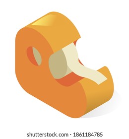 Duct tape in dispenser, packaging and shipping icon. Office and school supply. Vector duct tape cartoon illustration isolated on white background