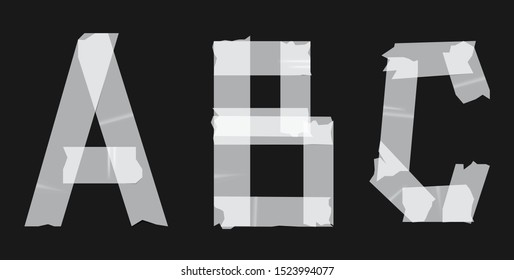 Duct tape font design. Concept texture typeface vector set. Typography stamp letter. Paper cut style alphabet.