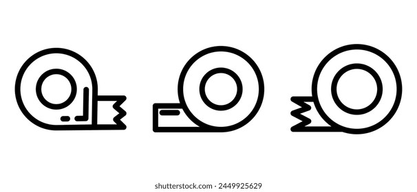 Ilustración vectorial aislada del símbolo del signo del ícono o del logotipo de la cinta adhesiva - iconos vectoriales de estilo negro de alta calidad
