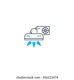 Ductless cooling and heating systems logo, home air conditioning service icons, climate control concept