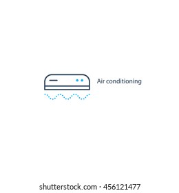 Ductless cooling and heating systems logo, home air conditioning service icons, climate control concept