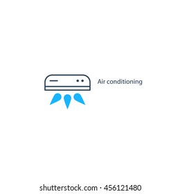 Ductless cooling and heating systems logo, home air conditioning service icons, climate control concept