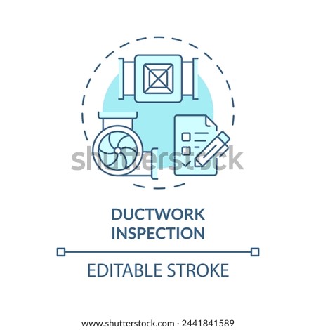 Ductwork inspection soft blue concept icon. Examination of system conduits. Preventive maintenance. Round shape line illustration. Abstract idea. Graphic design. Easy to use in promotional material
