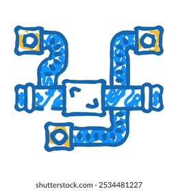 Vector de boceto de icono de doodle de ventilación de conductos. Muestra de ventilación de conductos. Ilustración de símbolo aislado