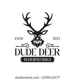 Dude Deer vintage business logo design