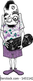 Dude with skateboard. Vector illustration