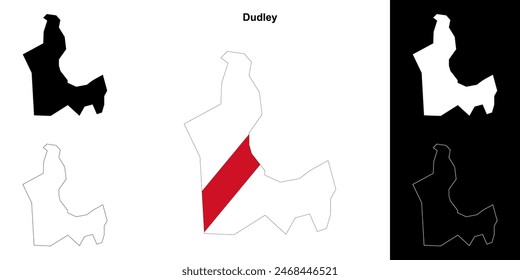 Dudley blank outline map set
