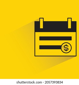 due date calendar with shadow on yellow background