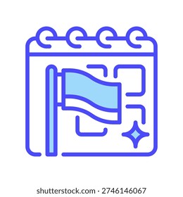 Due Date Flag Line Icon, Outline Symbol for Important Reminder, Priority Marker, Deadline Notice, Target Schedule, and Task Completion. Vector Sign Icon.