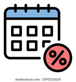 Due date icon in flat line style representing deadlines payment schedules and time-sensitive tasks ideal for financial and organizational concepts.