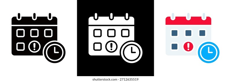 Ilustración vectorial de glifo de conjunto de iconos de fecha de vencimiento