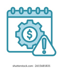 Due Date mini illustration dual tone blue color icon, use for taxation, economy, business, finance, UI, UX kit, app and web development, digital or print.