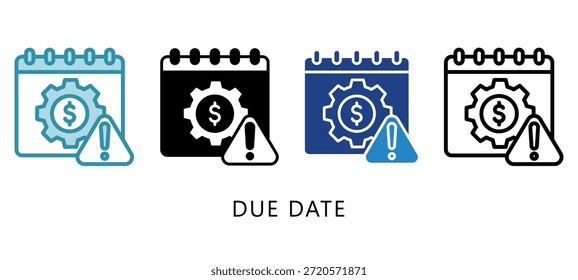 Due Date Multi Style Icon. Mini Illustration Relate To Taxation, Financial Report. Use For Modern Concept, Ui, Ux Web And App Development.