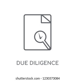 Due diligence linear icon. Modern outline Due diligence logo concept on white background from Human Resources collection. Suitable for use on web apps, mobile apps and print media.