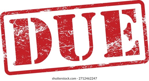 Due Red Grunge Rubber Stamp
