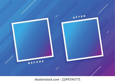 duel before and after photo frame blue background vector 