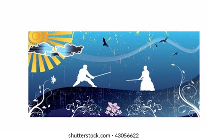Duel between two martial artists