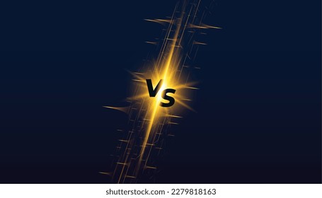 Duellwettbewerb versus Bildschirmbanner mit glänzendem Lichteffekt, Vektorgrafik
