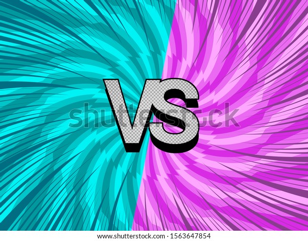 Duel and fight comic\
background with VS letters twisted rays and radial effects. Vector\
illustration