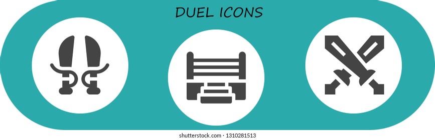 duel icon set. 3 filled duel icons.  Simple modern icons about  - Sword, Boxing ring, Swords