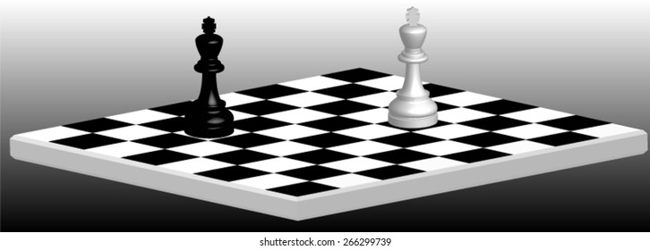 Duel on the chessboard between white and black kings, the only remaining of all the figures.