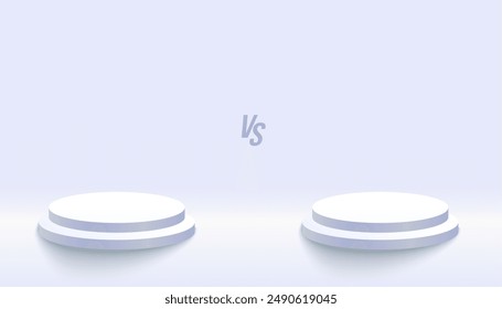 duel product comparison versus banner with 3d podium stand vector