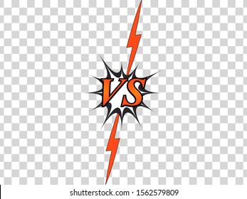 Duel and rivalry background with comic VS wording speech bubble and red lightnings. Vector illustration