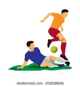 Duel striker and back by the futsal, football, or soccer player vector.