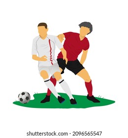 Duel striker and Defender by the futsal, football, or soccer player vector.