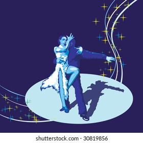A duet dancing Latin American tango.