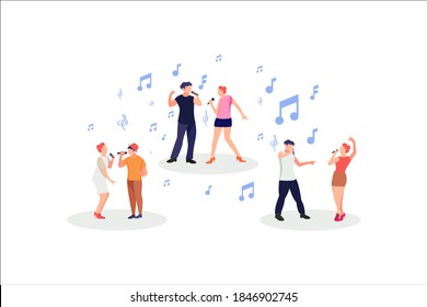 duet singer collection flat vector illustrations