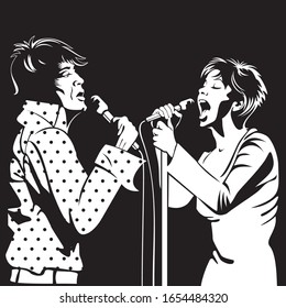 Duet. Song. Two sing in unison. Music. Romance.
