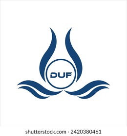 DUF letter water drop icon design with white background in illustrator, DUF Monogram logo design for entrepreneur and business.
