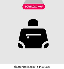 Duffel Bag Vector Icon, Black sport bag with handle symbol. Simple, modern flat vector illustration for mobile app, website or desktop app  