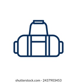 Duffle Bag Icon. Vector Isolated Line Art Illustration with Editable Stroke of Unisex Gym Carry Bag Sport Accessory in Modern Casual Minimal Design.