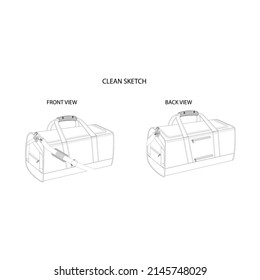 Duffle Bag Isolate, Duffle Bag Sketch, Travel Bag Design