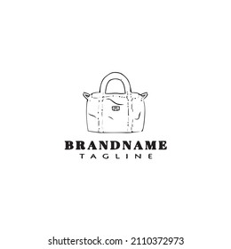 duffle bag logo cartoon icon design template black modern isolated vector illustration