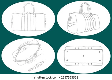 Duffle Bag, Vector Illustration, Bag Outline Template