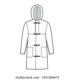 Duffle Coat Technical Fashion Illustration Hood Stock Vector (Royalty ...
