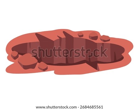 Dug Ground Hole Deep Cartoon Illustration