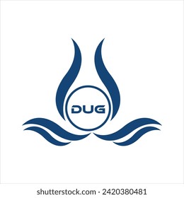 DUG letter water drop icon design with white background in illustrator, DUG Monogram logo design for entrepreneur and business.
