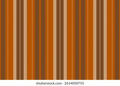 Dug lines fabric seamless, layer background textile pattern. Textile texture stripe vector vertical in orange and dark colors palette.