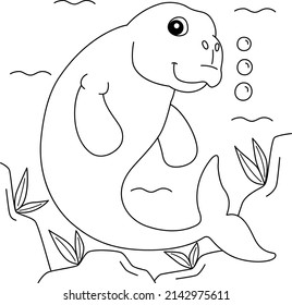 Dugong Animal Coloring Page for Kids